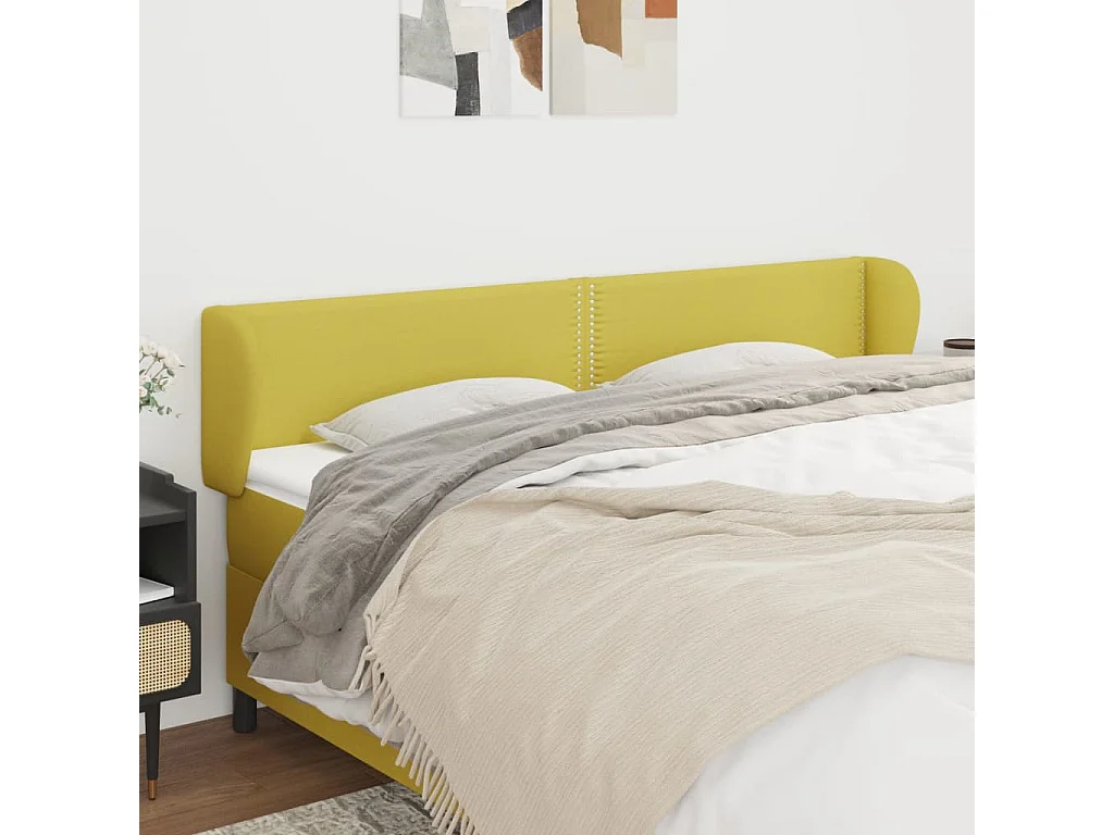 Tête de lit avec oreilles Vert 203x23x78/88 cm Tissu