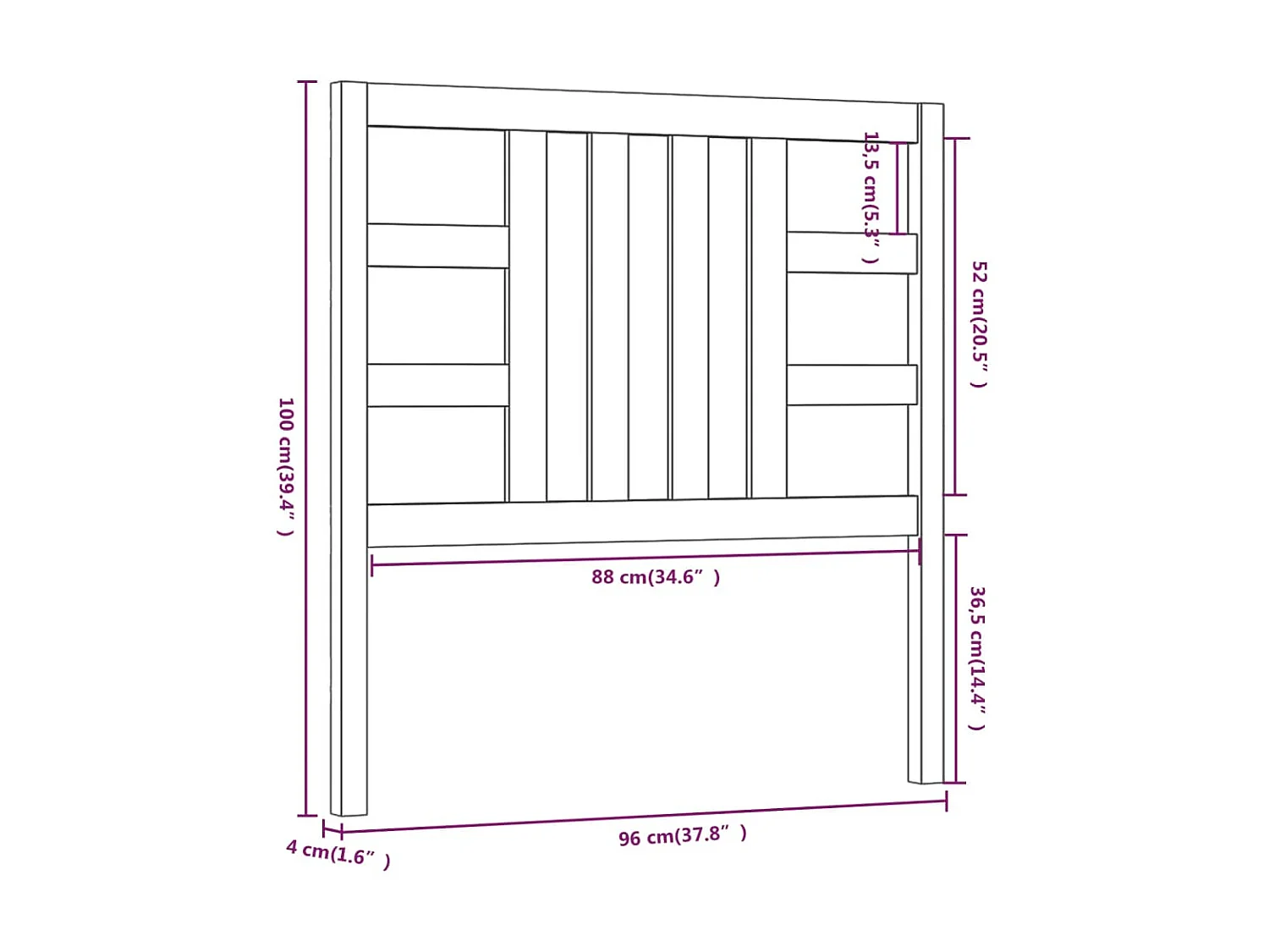 Tête de lit Marron miel 96x4x100 cm Bois massif de pin