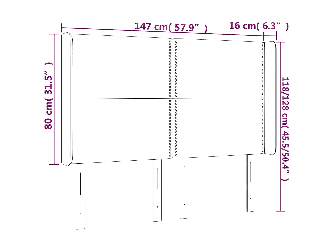 Tête de lit à LED Gris foncé 147x16x118/128 cm Velours