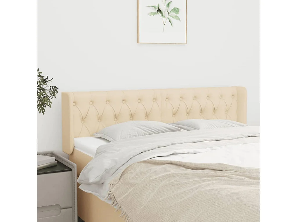 Tête de lit avec oreilles Crème 147x16x78/88 cm Tissu