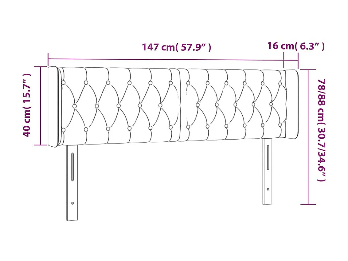 Tête de lit avec oreilles Crème 147x16x78/88 cm Tissu