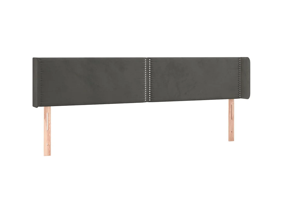 Tête de lit avec oreilles Gris foncé 203x16x78/88 cm Velours