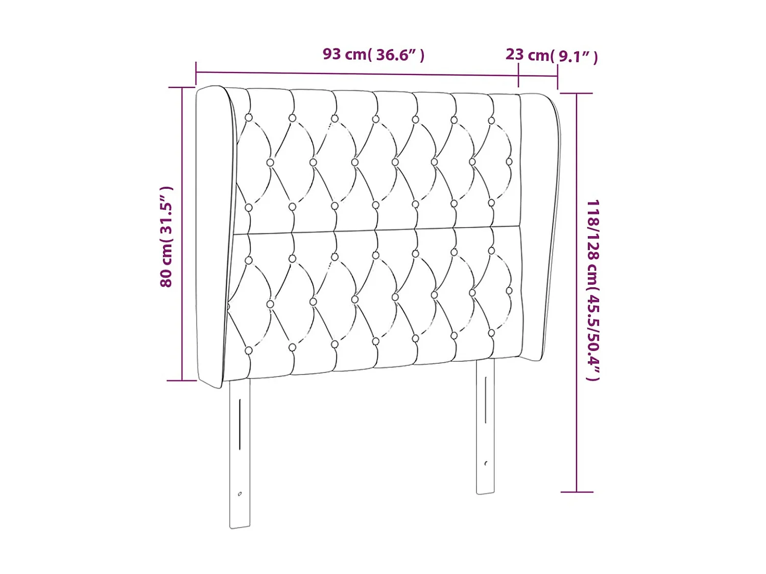 Tête de lit avec oreilles Gris clair 93x23x118/128 cm Tissu