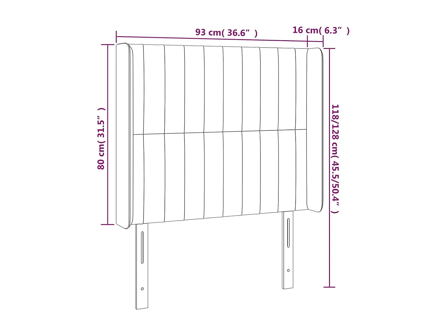 Tête de lit avec oreilles Rose 93x16x118/128 cm Velours