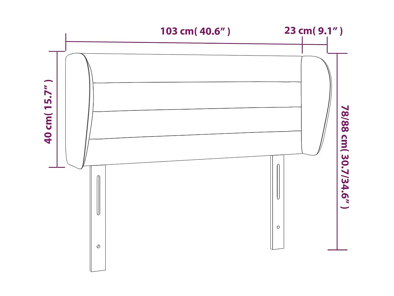 Tête de lit avec oreilles Gris foncé 103x23x78/88 cm Tissu