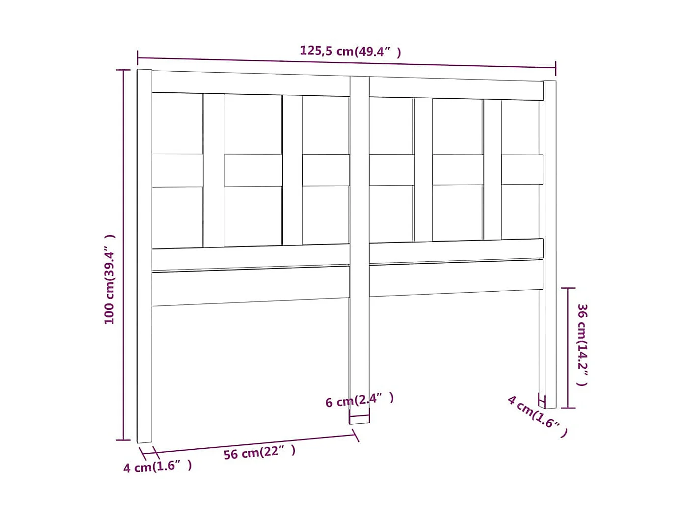 Tête de lit Marron miel 125,5x4x100 cm Bois massif de pin