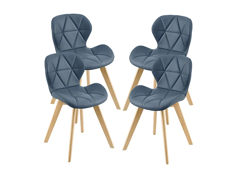 Lot de 4 Chaises Älmhult Similicuir 78 x 47 x 52 cm Bleu [en.casa]