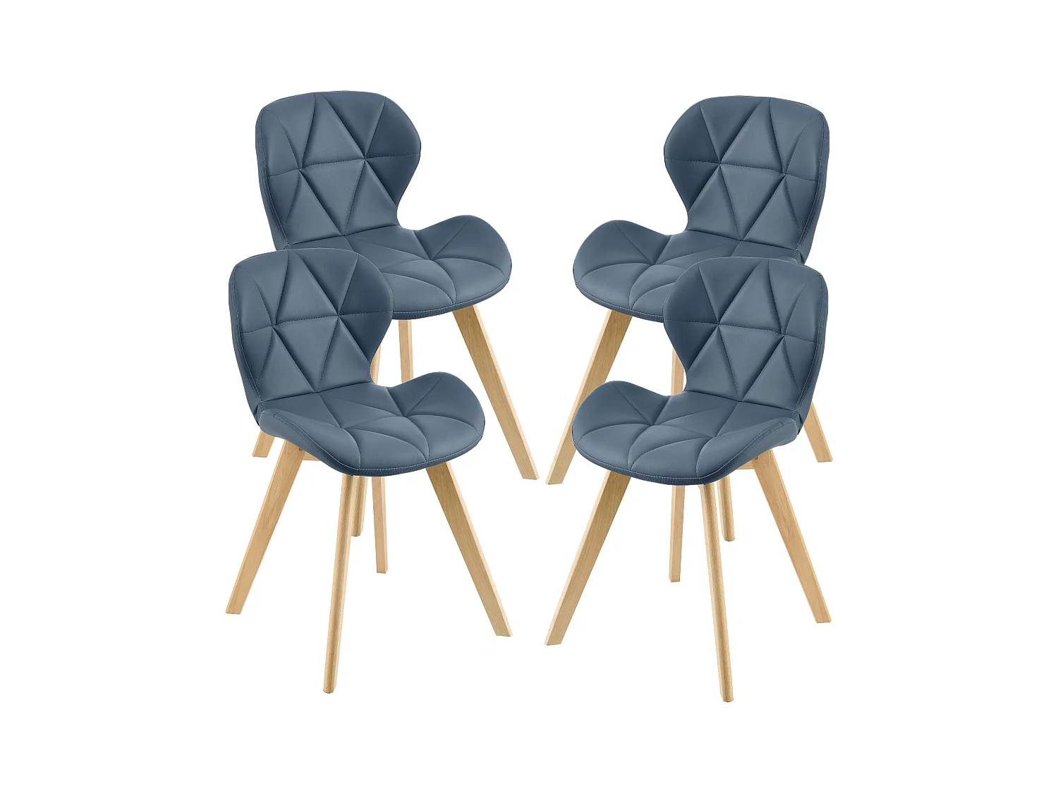 Lot de 4 Chaises Älmhult Similicuir 78 x 47 x 52 cm Bleu [en.casa]