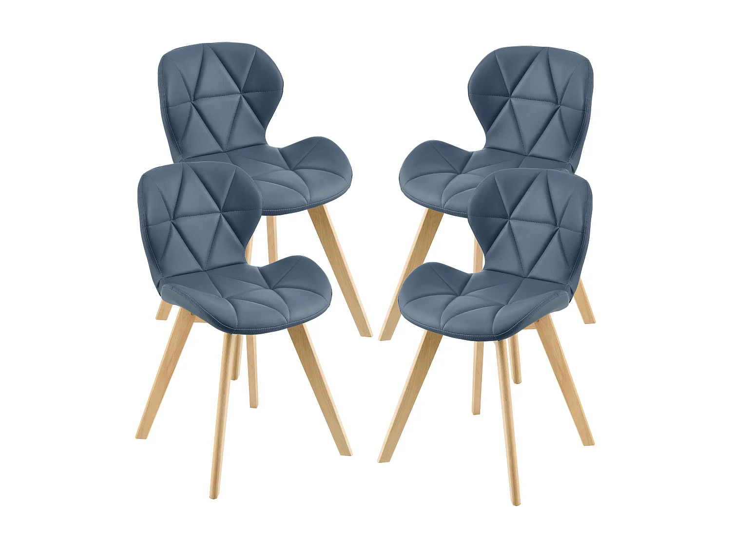 Lot de 4 Chaises Älmhult Similicuir 78 x 47 x 52 cm Bleu [en.casa]