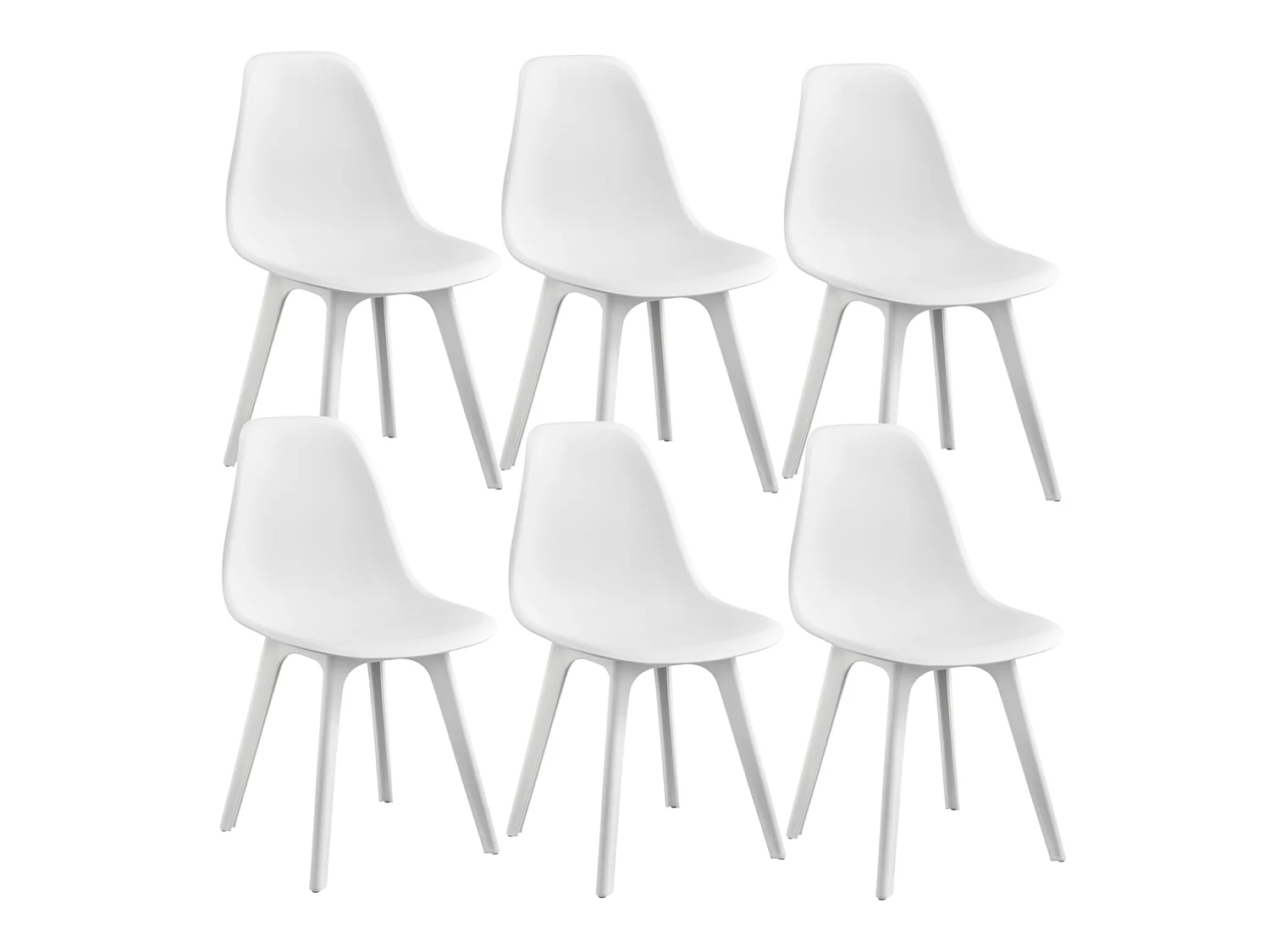 Set de 6 Chaises de Salle à Manger Brevik Plastique 83 x 54 x 48 cm Blanc [en.casa]