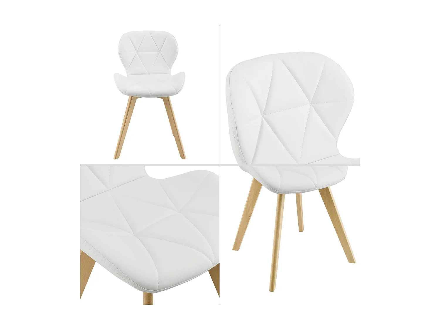 Lot de 2 Chaises Älmhult Similicuir 78 x 47 x 52 cm Blanc [en.casa]