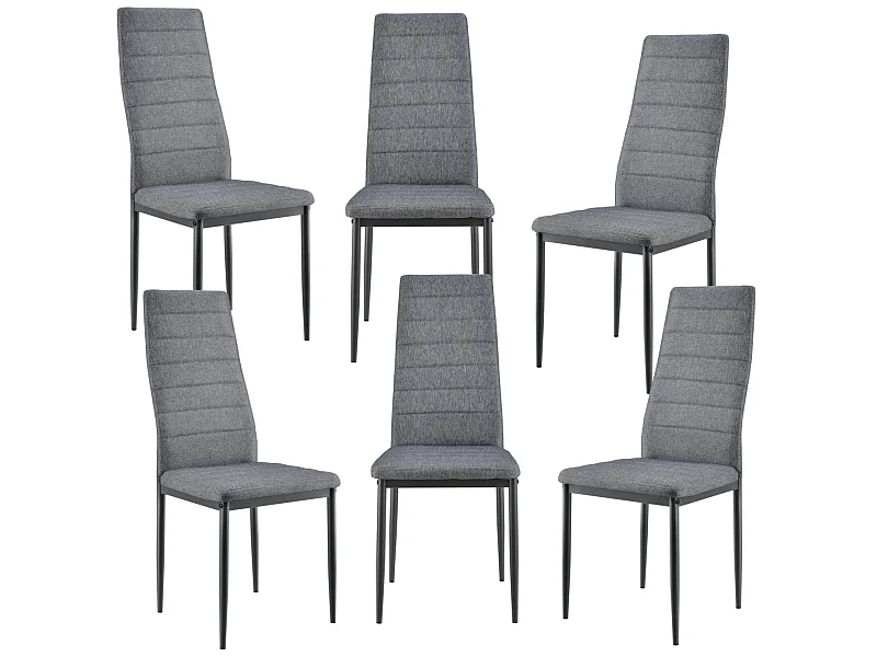 Lot de 6 Chaises de Salle à Manger Lidköping 96 x 43 x 52cm Gris [en.casa]