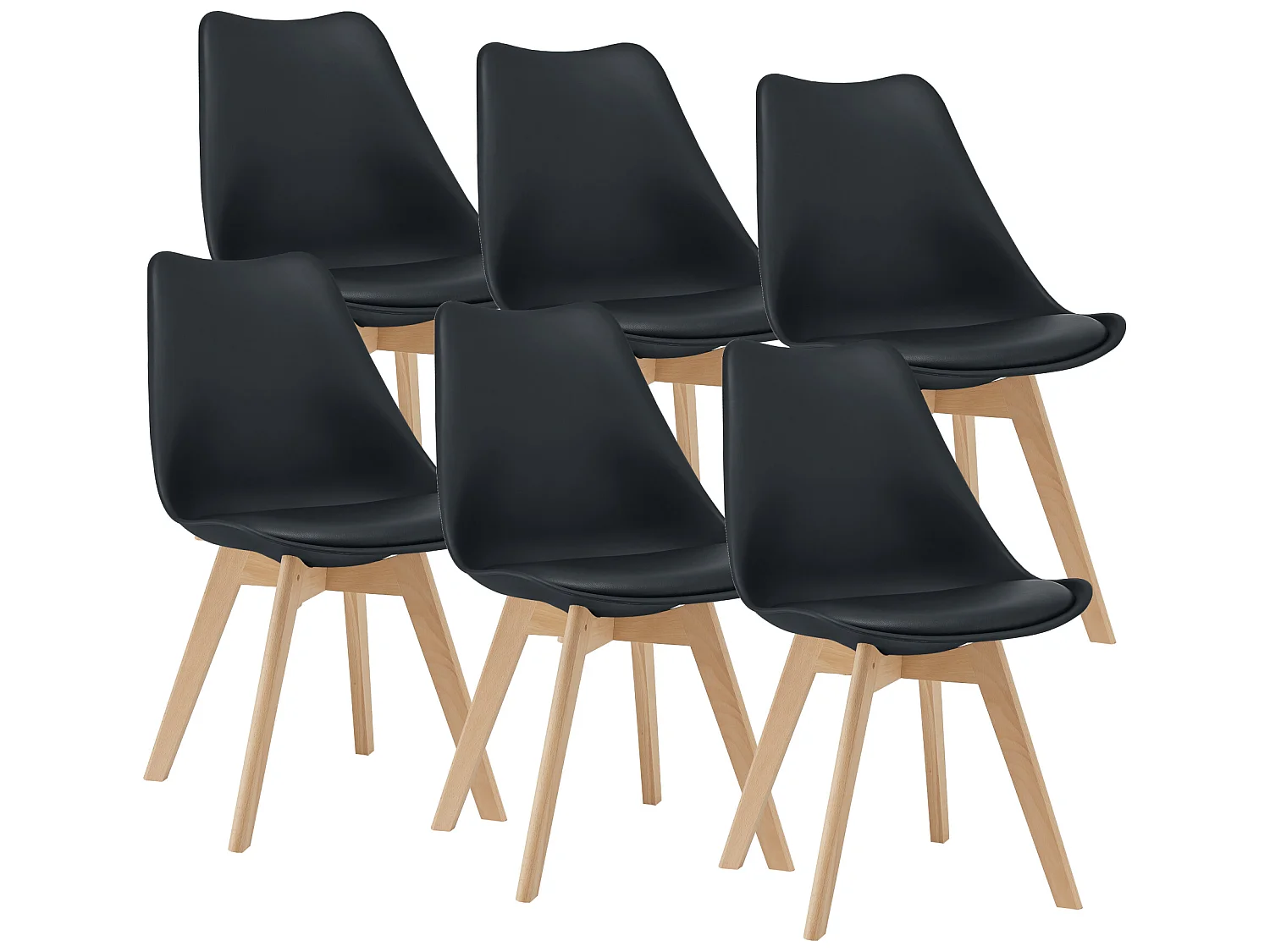 Lot de 6 Chaises de Salle à Manger Dubrovnik Simili Hêtre Noir [en.casa]