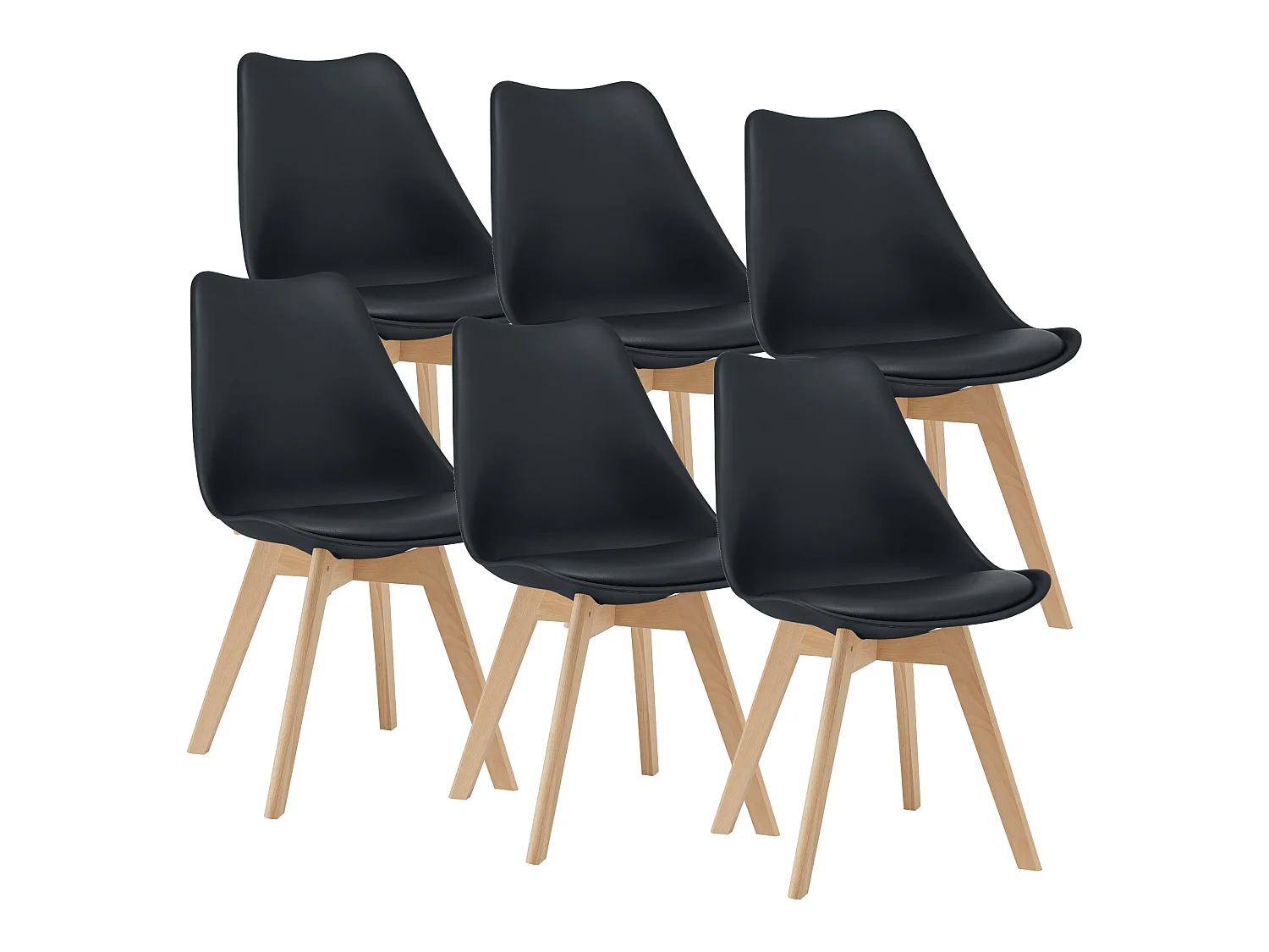 Lot de 6 Chaises de Salle à Manger Dubrovnik Simili Hêtre Noir [en.casa]