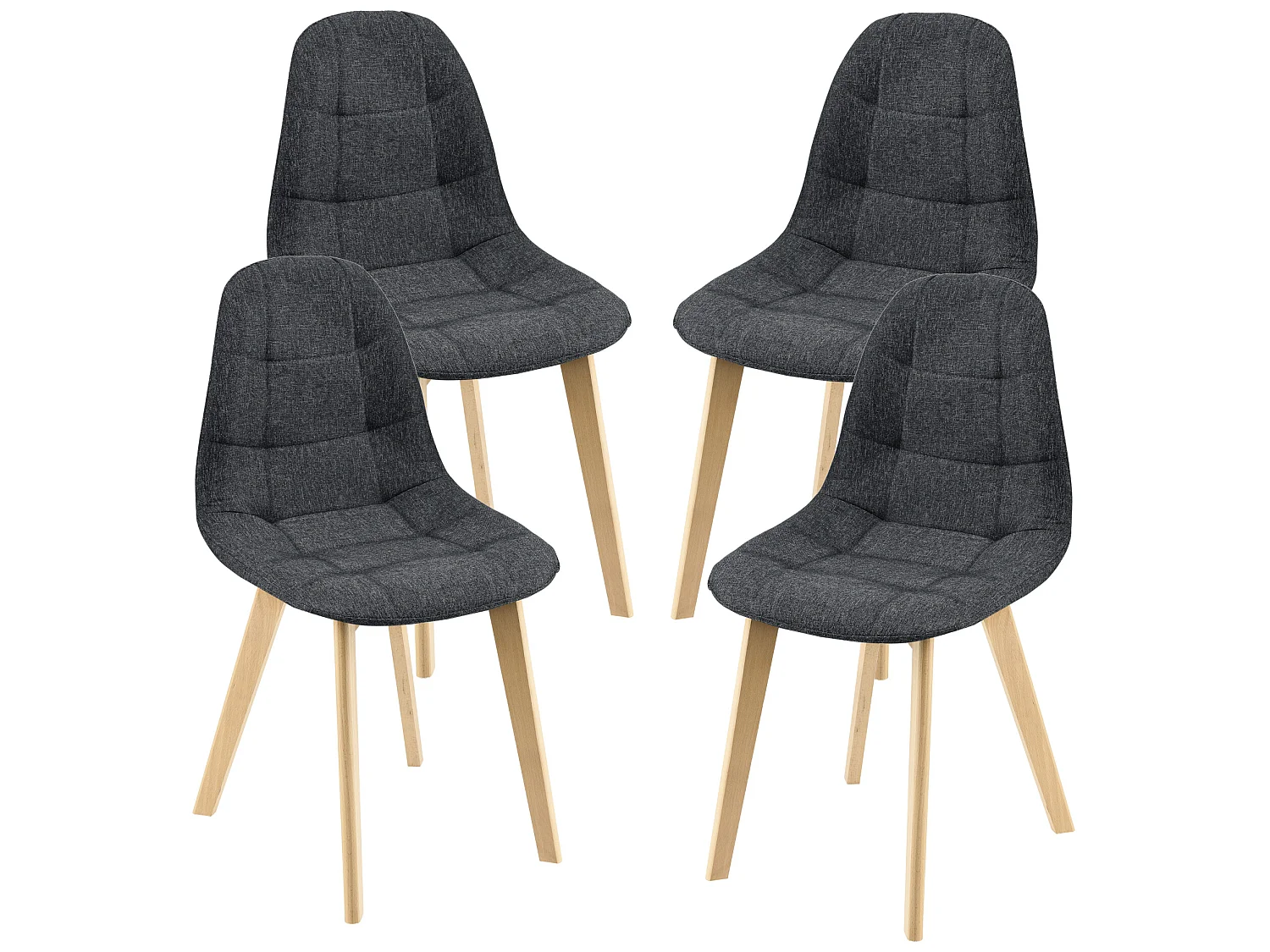 Lot de 4 Chaises de Salle à Manger Kopparberg 86 x 53 x 47 cm Noir [en.casa]