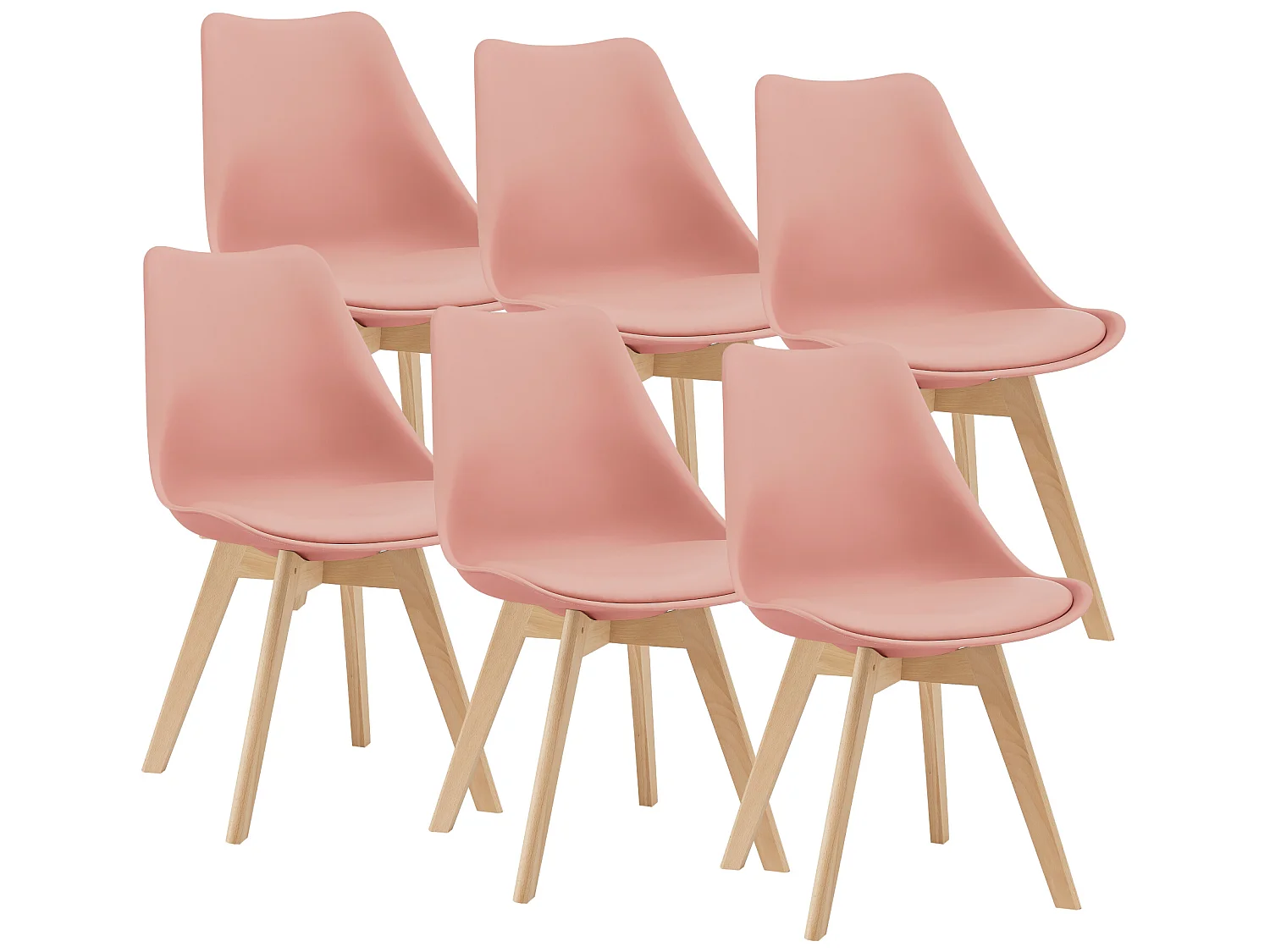 Lot de 6 Chaises de Salle à Manger Dubrovnik Simili Hêtre Rose [en.casa]