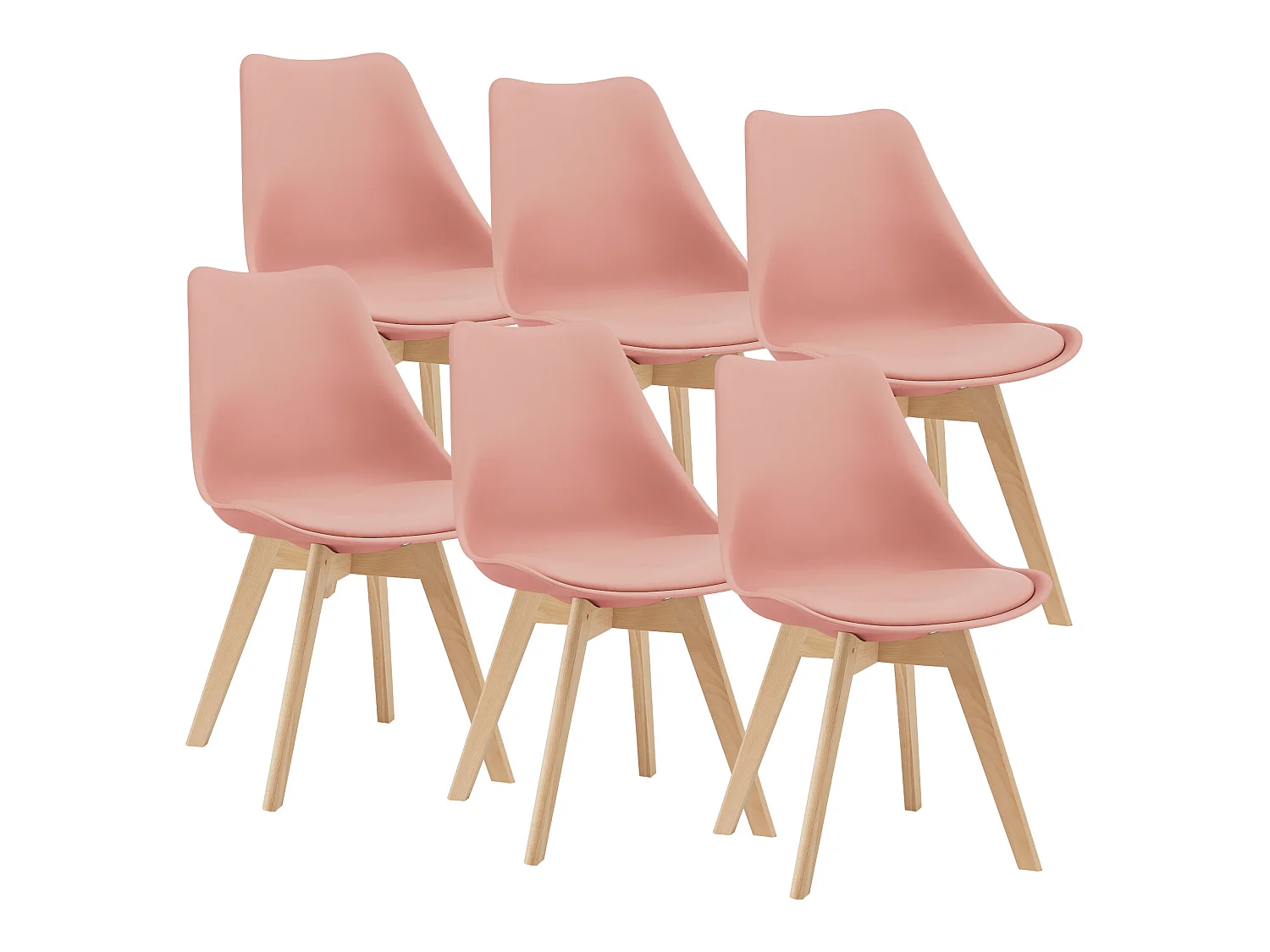 Lot de 6 Chaises de Salle à Manger Dubrovnik Simili Hêtre Rose [en.casa]