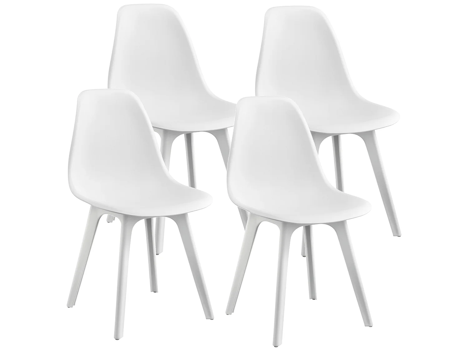 Set de 4 Chaises Brevik Plastique 83 x 54 x 48 cm Blanc [en.casa]