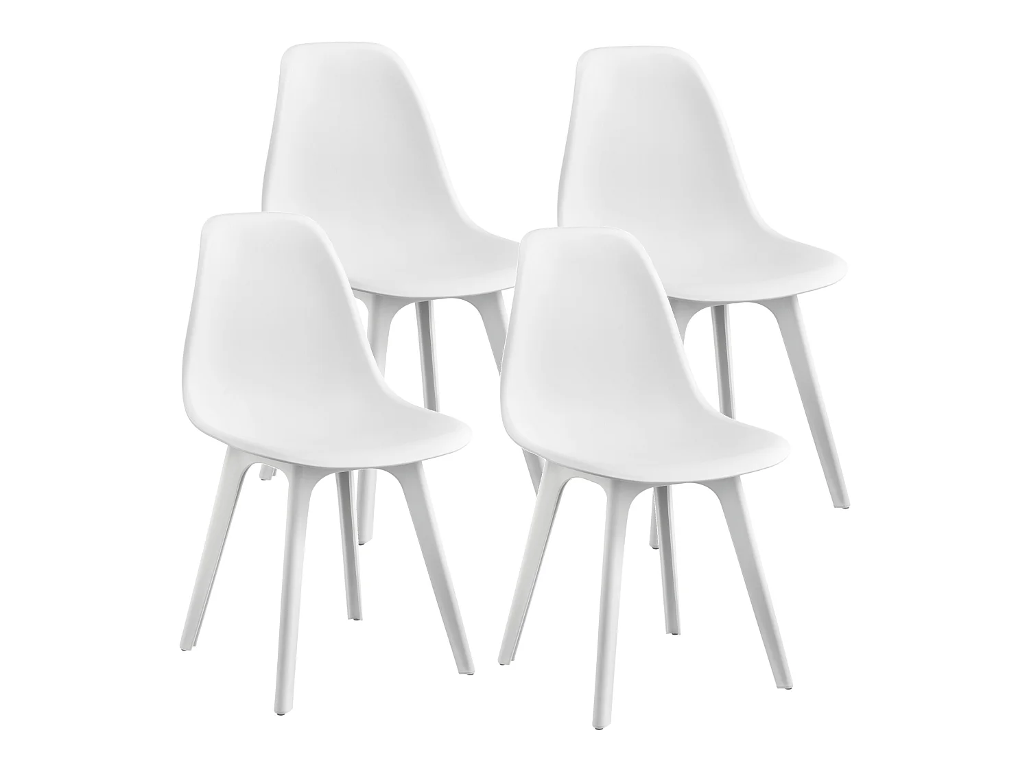 Set de 4 Chaises Brevik Plastique 83 x 54 x 48 cm Blanc [en.casa]