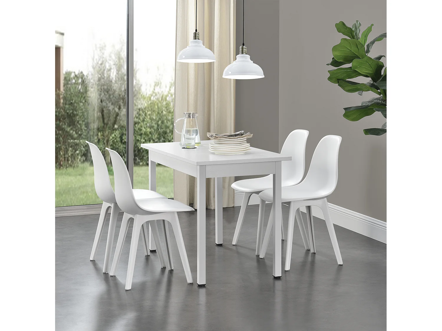 Set de 4 Chaises Brevik Plastique 83 x 54 x 48 cm Blanc [en.casa]
