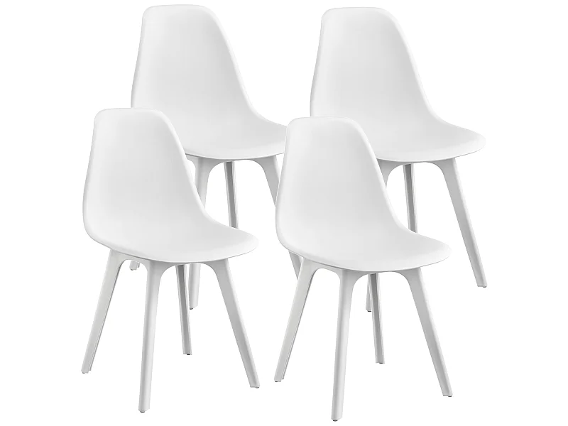 Set de 4 Chaises Brevik Plastique 83 x 54 x 48 cm Blanc [en.casa]