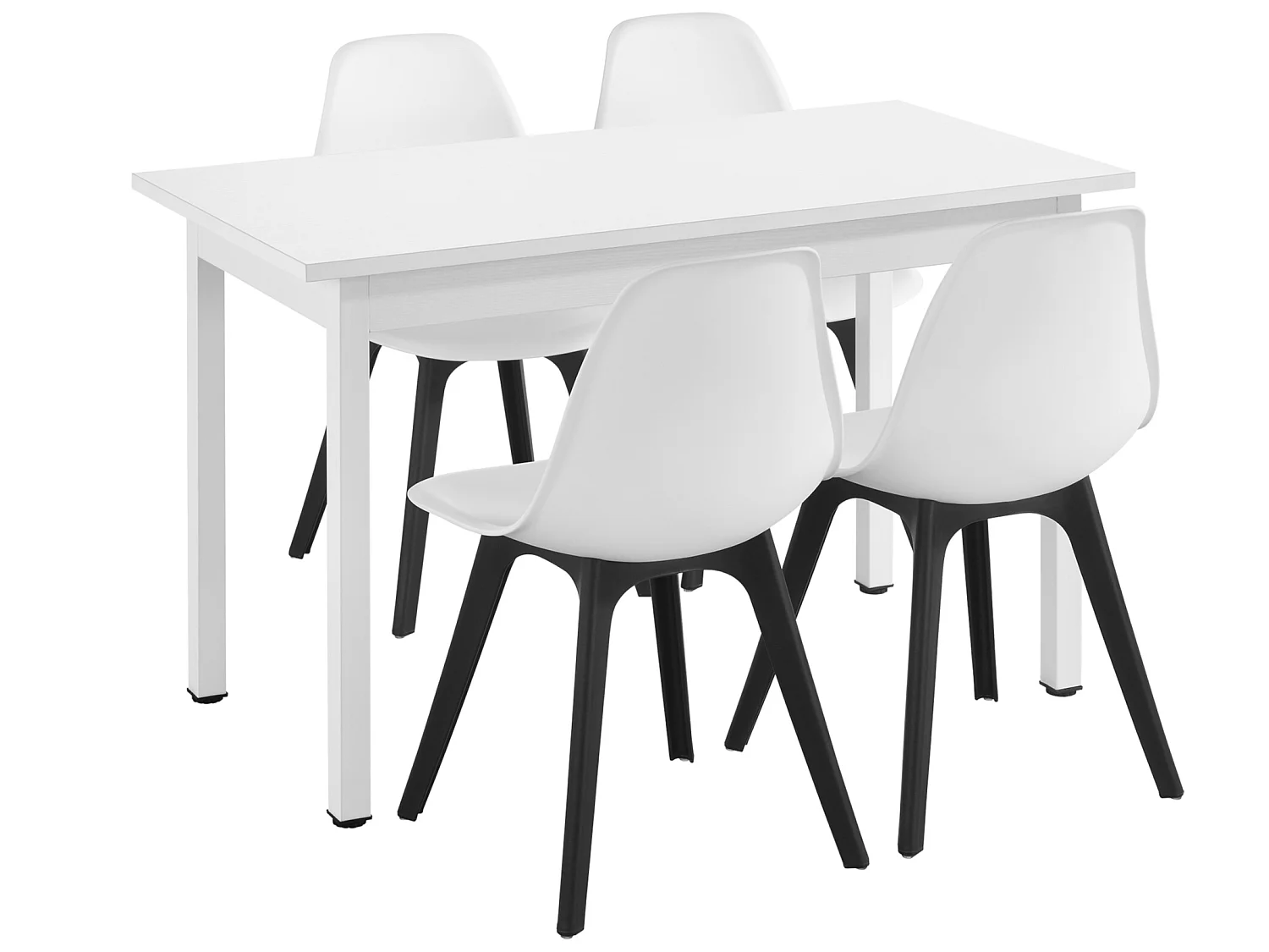 Set de 4 Chaises Brevik Plastique 83 x 54 x 48 cm Blanc Noir [en.casa]