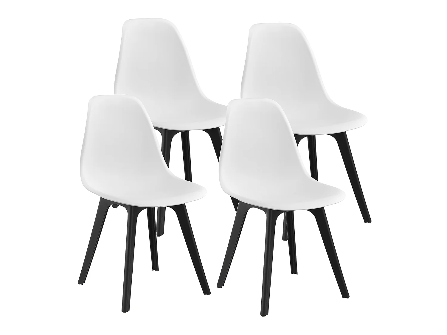 Set de 4 Chaises Brevik Plastique 83 x 54 x 48 cm Blanc Noir [en.casa]