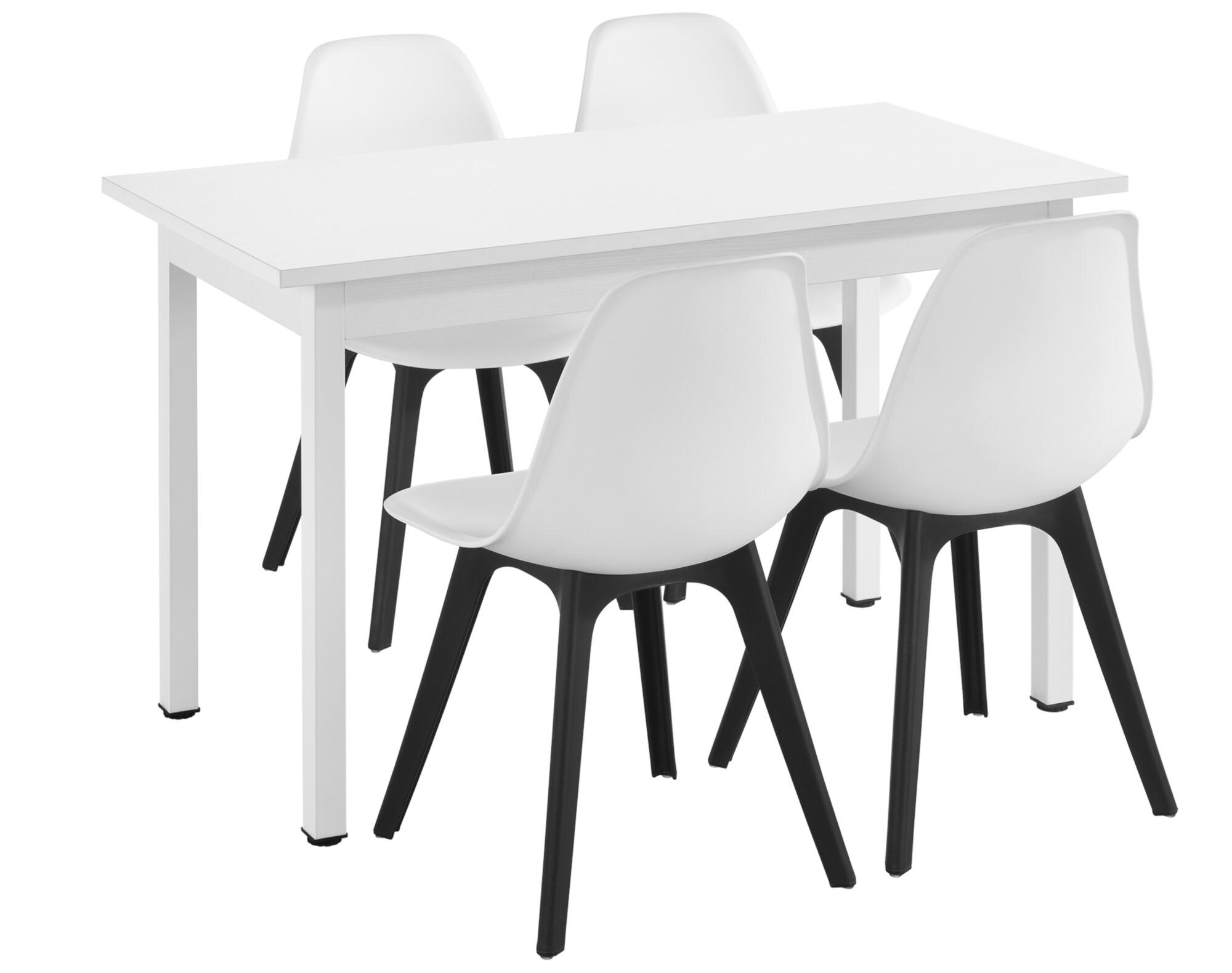 en.casa] Set de 2 Chaises Design Chaise de Cuisine Chaise de Salle à Manger  Plastique Blanc et Noir 83 x 54 x 48 cm