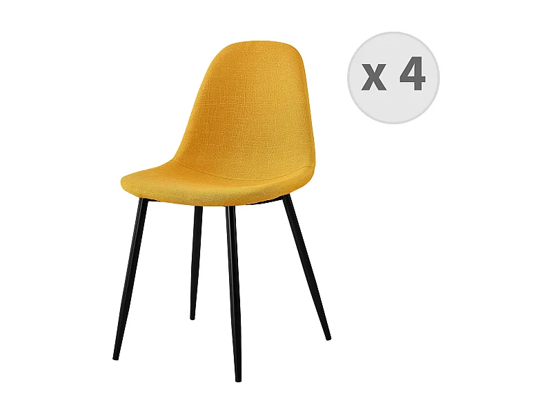 ORLANDO - Chaise tissu curry pieds métal noir (x4)