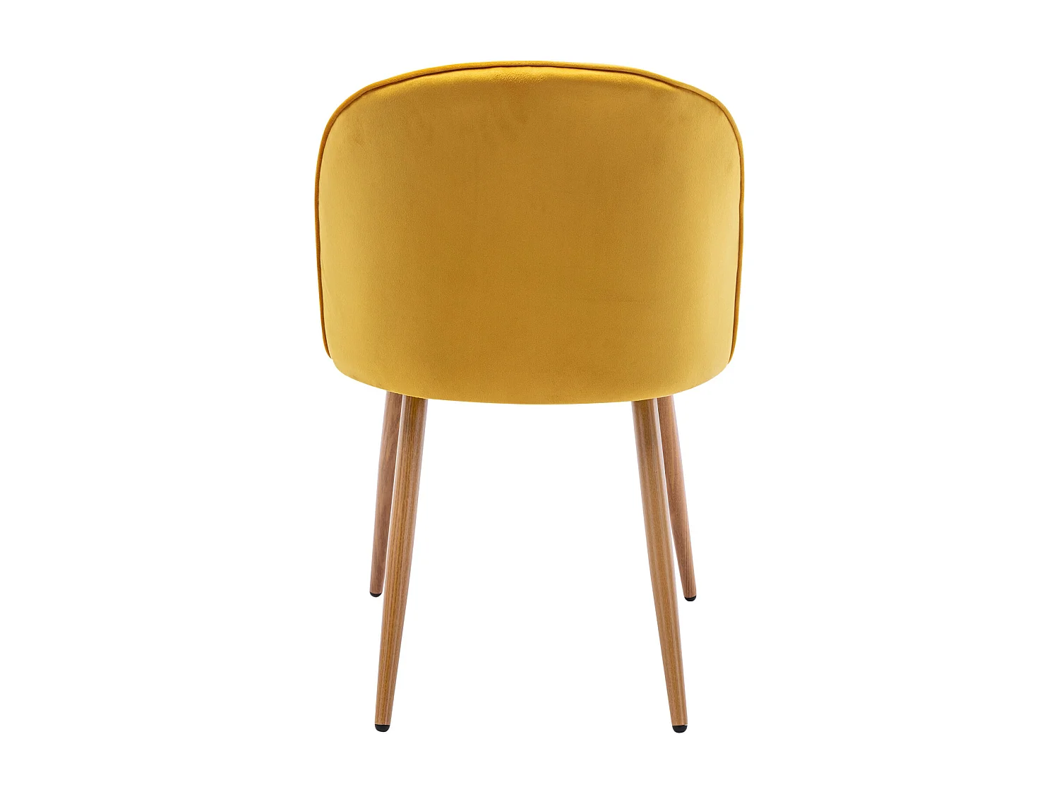 LOLA-Sedia vintage velluto curry gambe metallo effetto legno (x4)