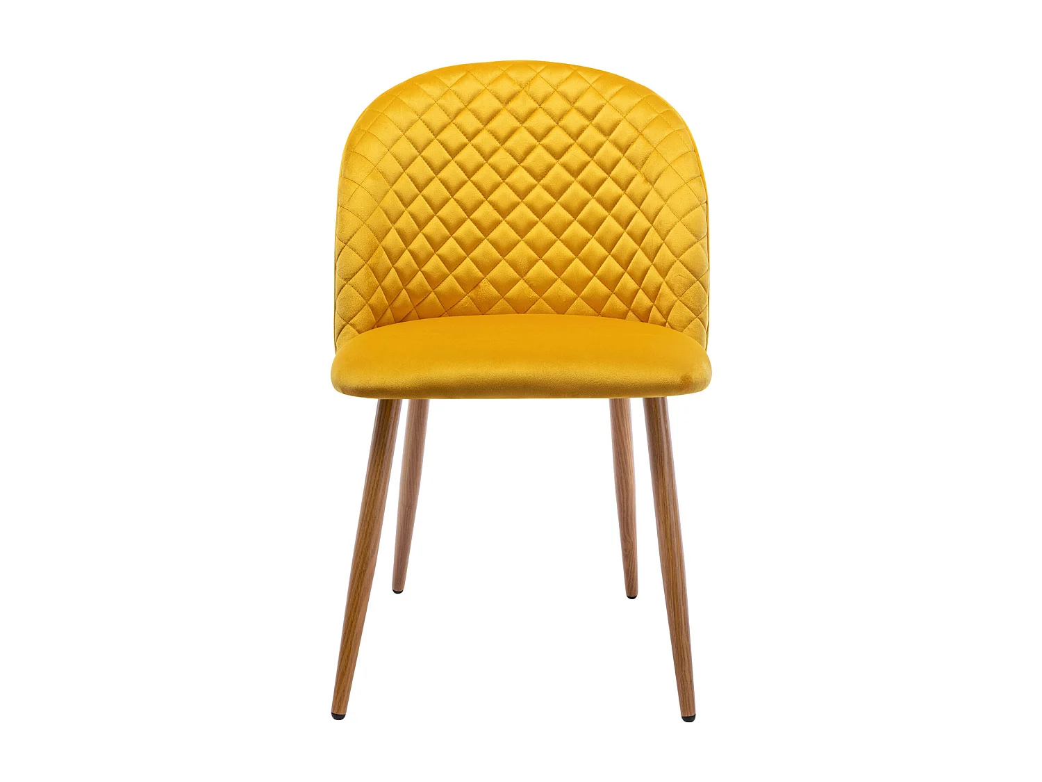 LOLA-Sedia vintage velluto curry gambe metallo effetto legno (x4)