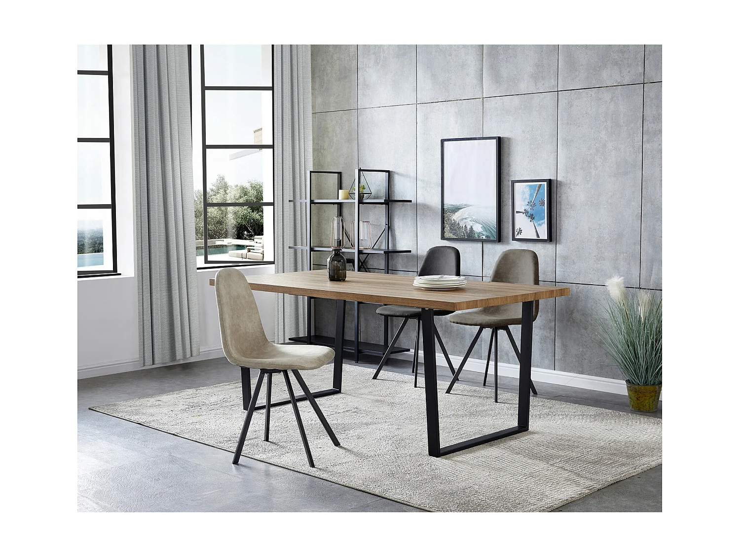 ATLANTA-Silla de microfibra marrón oscuro patas negras (x2)