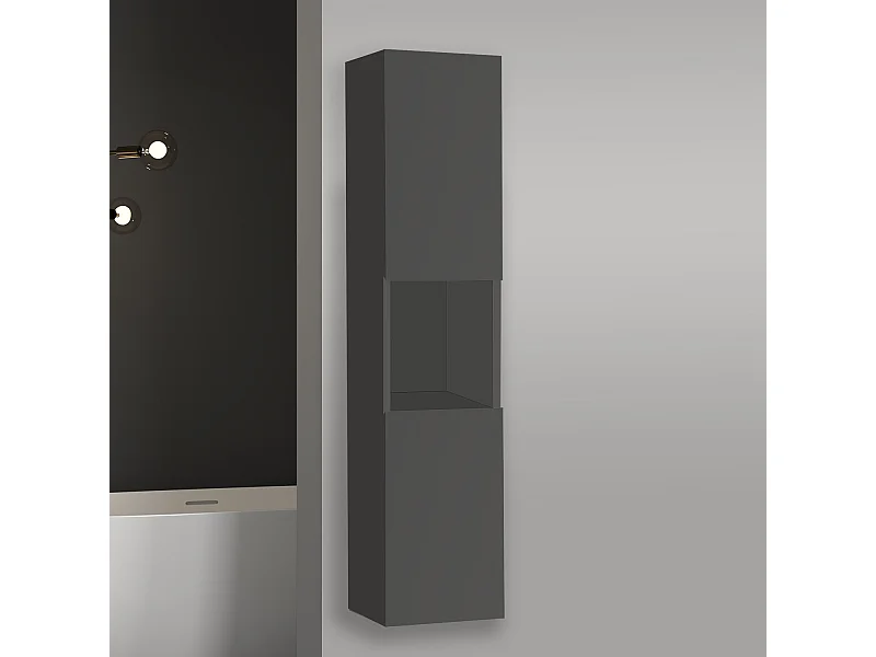 Meuble salle de bain anthracite meuble colonne salle de bain à suspendre 30x30x131.5(L*W*H)cm