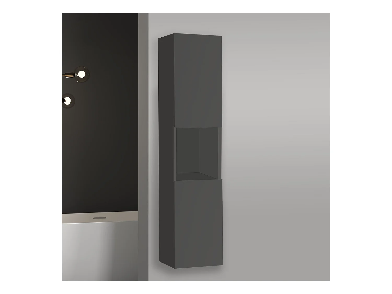 Meuble salle de bain anthracite meuble colonne salle de bain à suspendre 30x30x131.5(L*W*H)cm