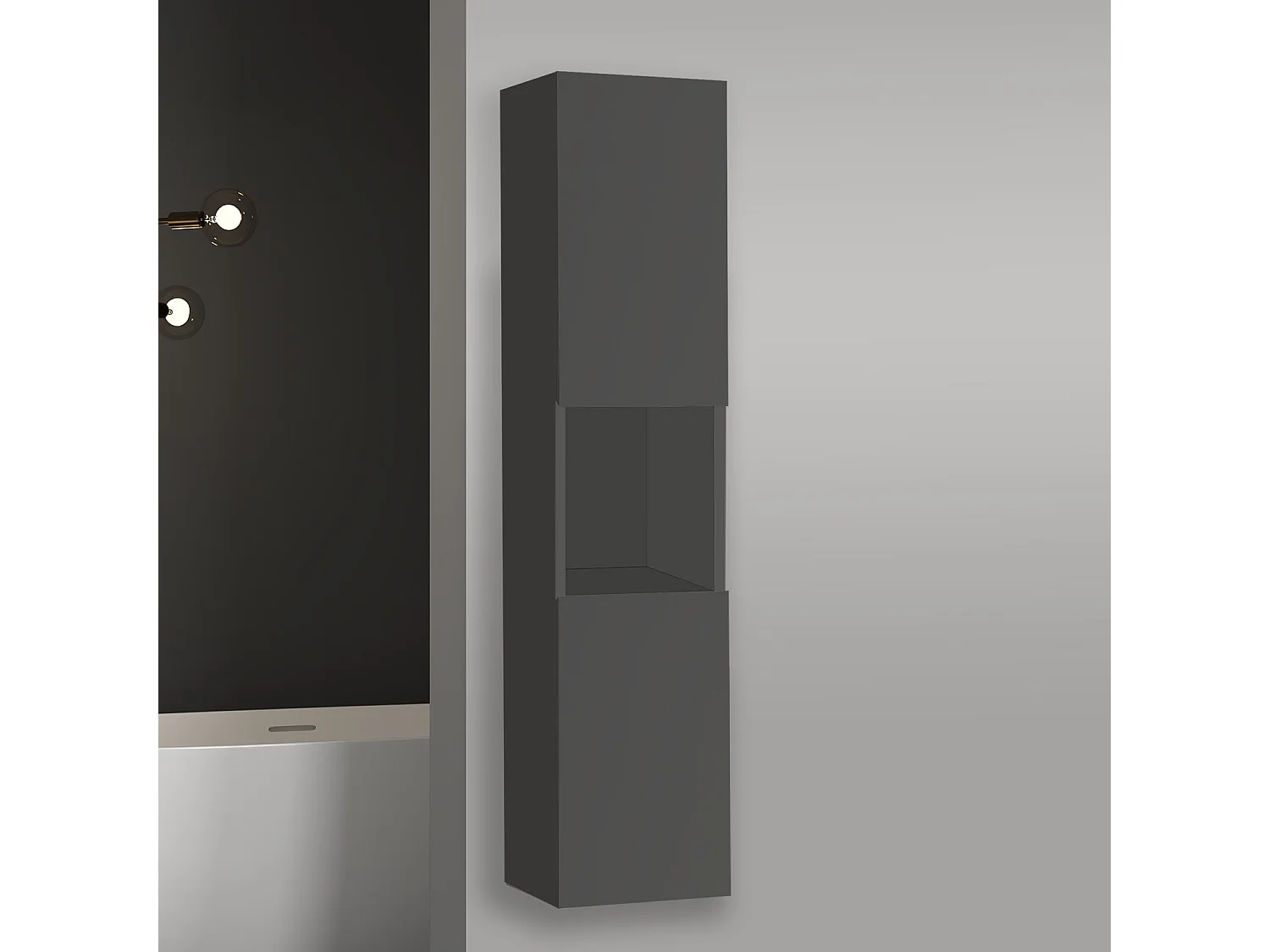 Meuble salle de bain anthracite meuble colonne salle de bain à suspendre 30x30x131.5(L*W*H)cm