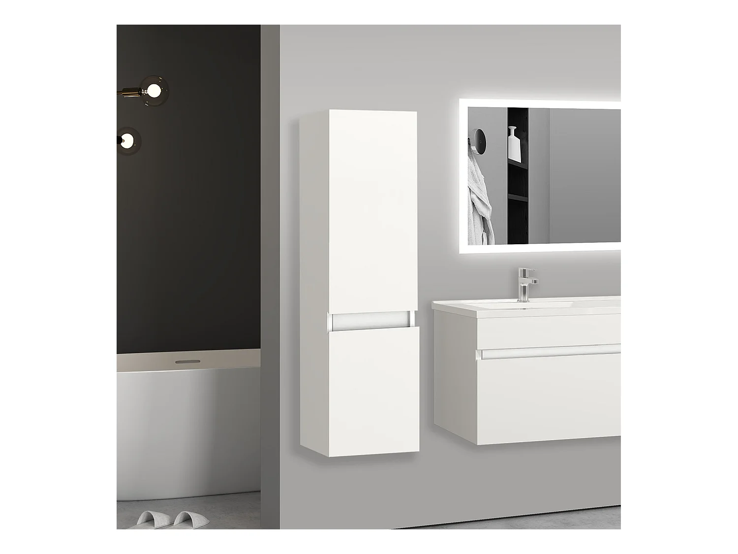 Meuble salle de bain blanc meuble colonne salle de bain à suspendre 30x30x110(L*W*H)cm