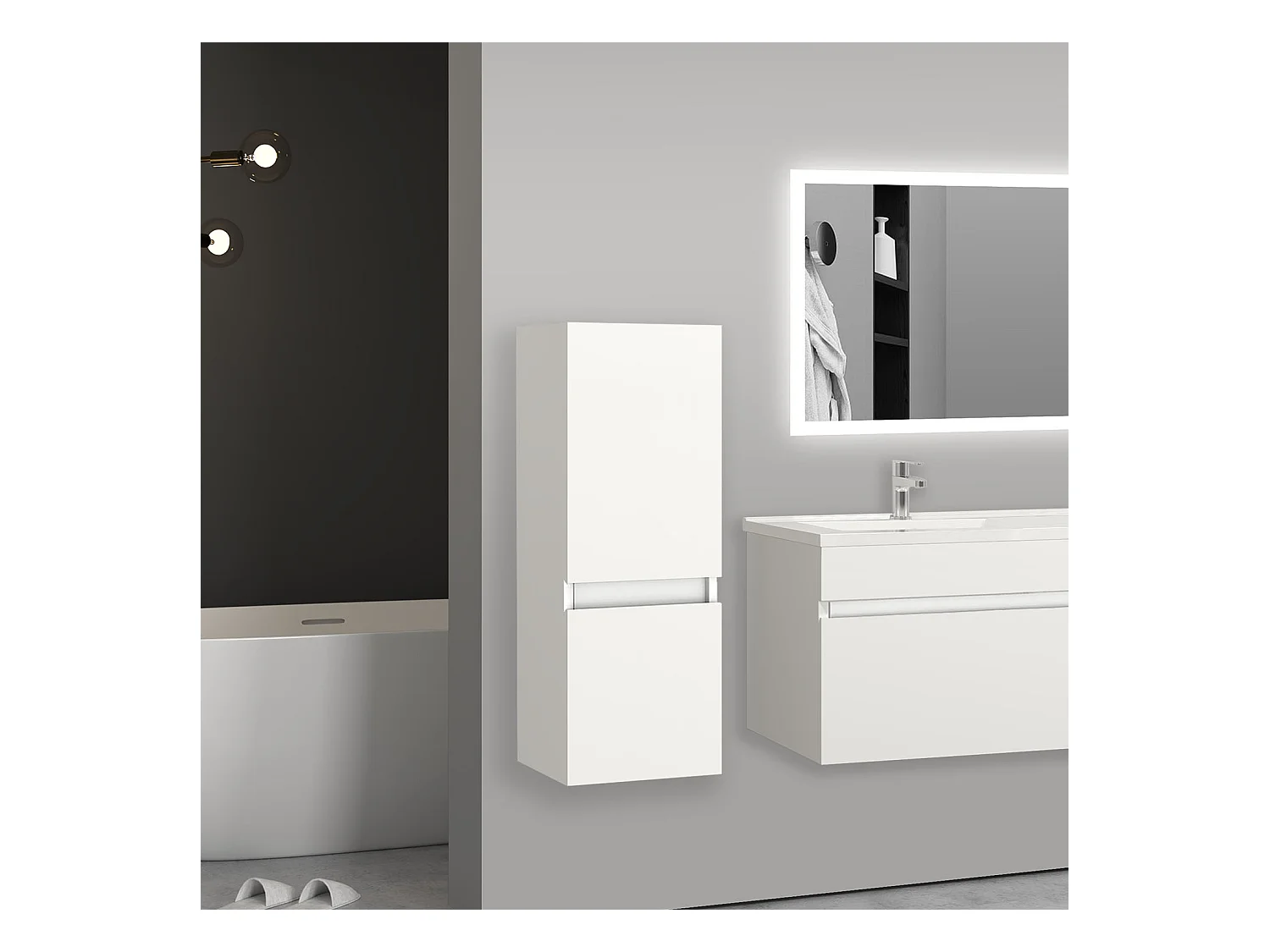 Meuble salle de bain blanc meuble colonne salle de bain à suspendre 30x30x83(L*W*H)cm