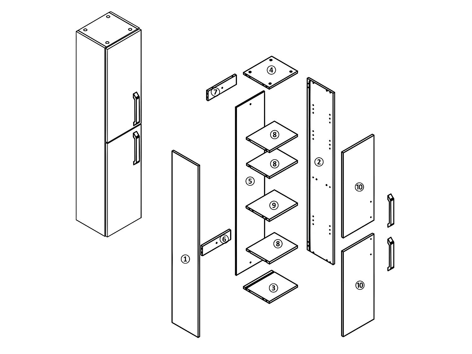 Meuble colonne de salle de bain Commode de rangement polyvalente 30*26.8*142cm Chêne Aica