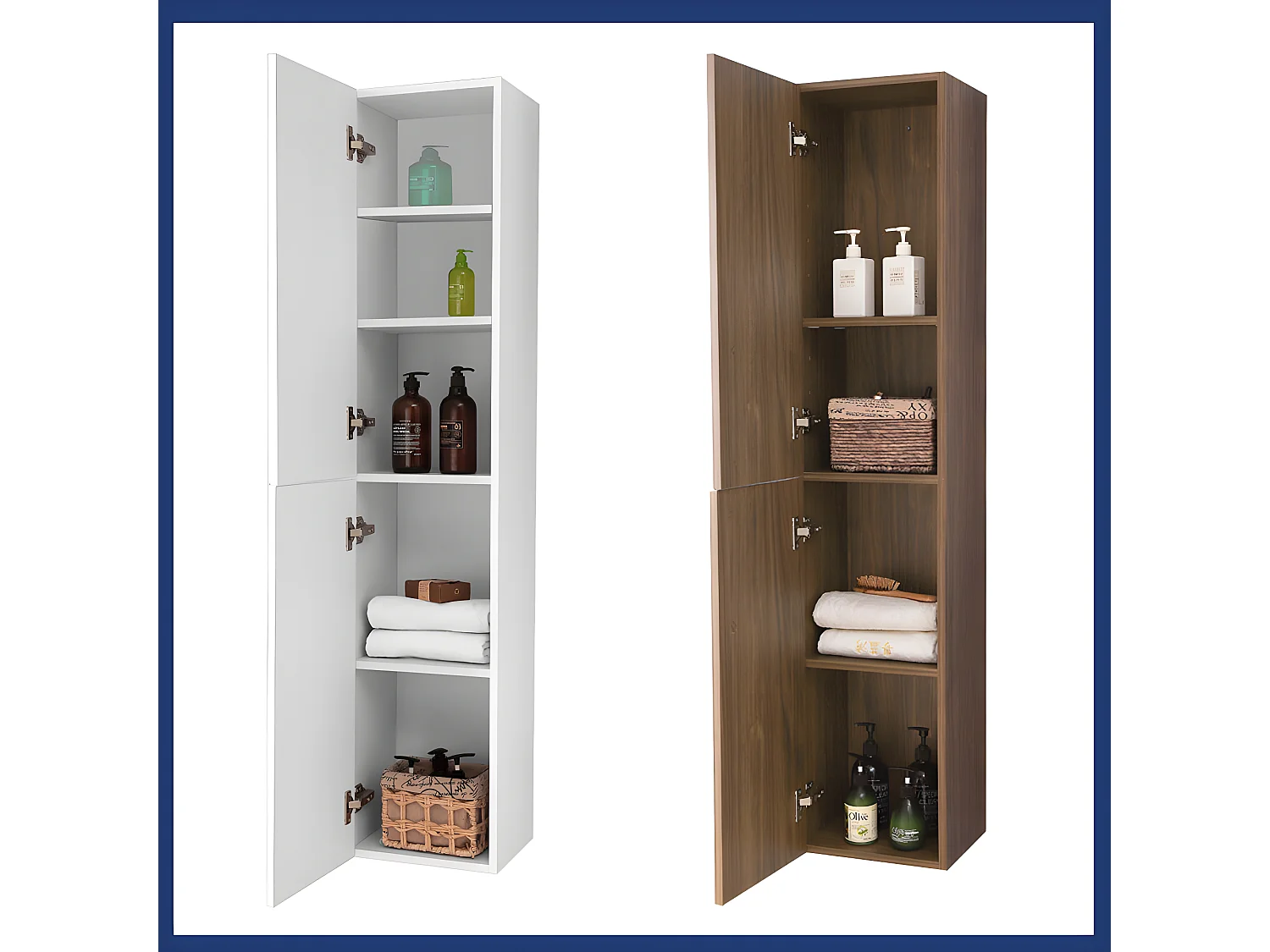 Meuble colonne de salle de bain Commode de rangement polyvalente 30*26.8*142cm Chêne Aica