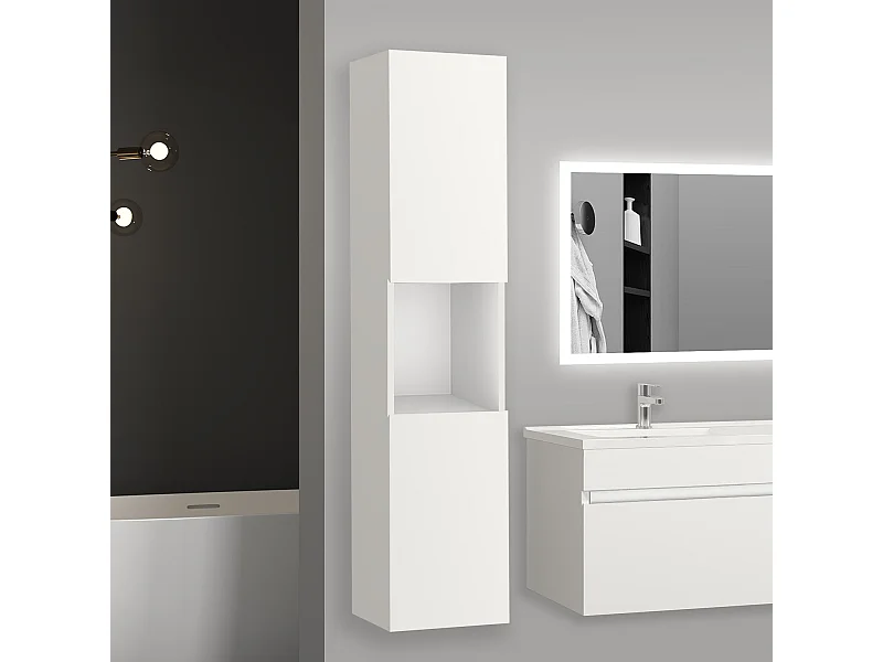 Meuble salle de bain blanc meuble colonne salle de bain à suspendre 30x30x131.5(L*W*H)cm