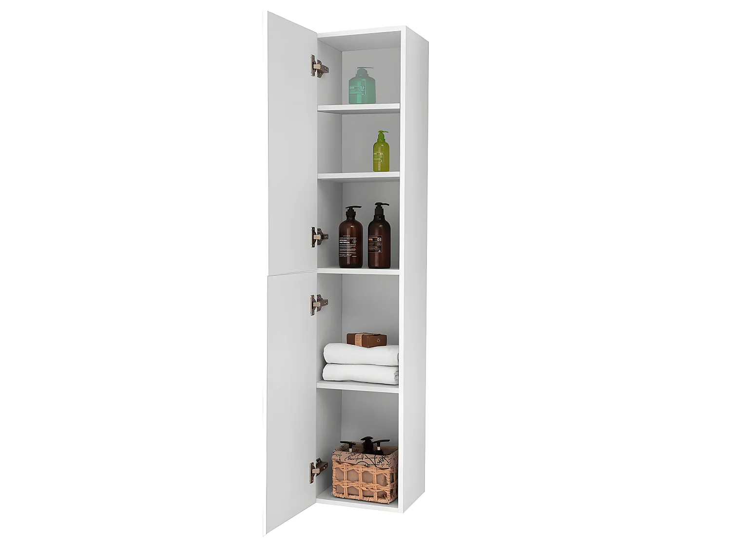 Meuble colonne de salle de bain Commode de rangement polyvalente 30*26.8*142cm Blanc Aica
