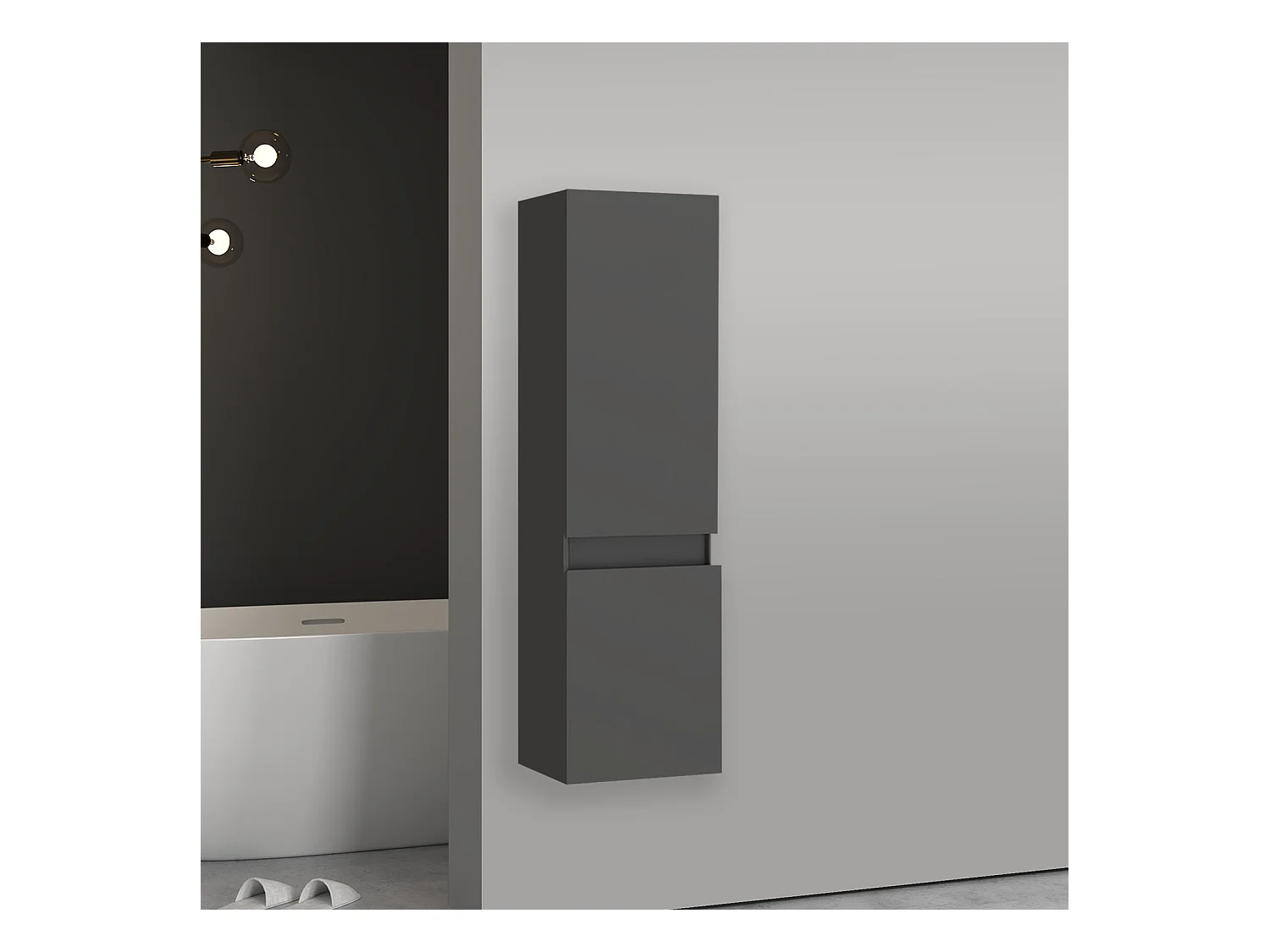 Meuble salle de bain anthracite meuble colonne salle de bain à suspendre 30x30x110(L*W*H)cm