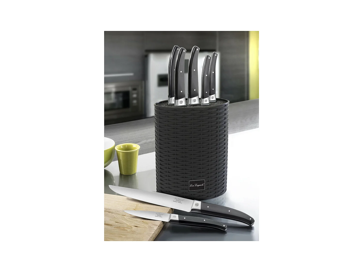 Universeel opbergblok voor keukenmessen Lou Laguiole® - Zwart