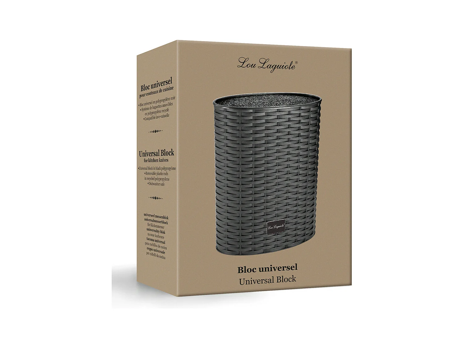 Universeel opbergblok voor keukenmessen Lou Laguiole® - Zwart