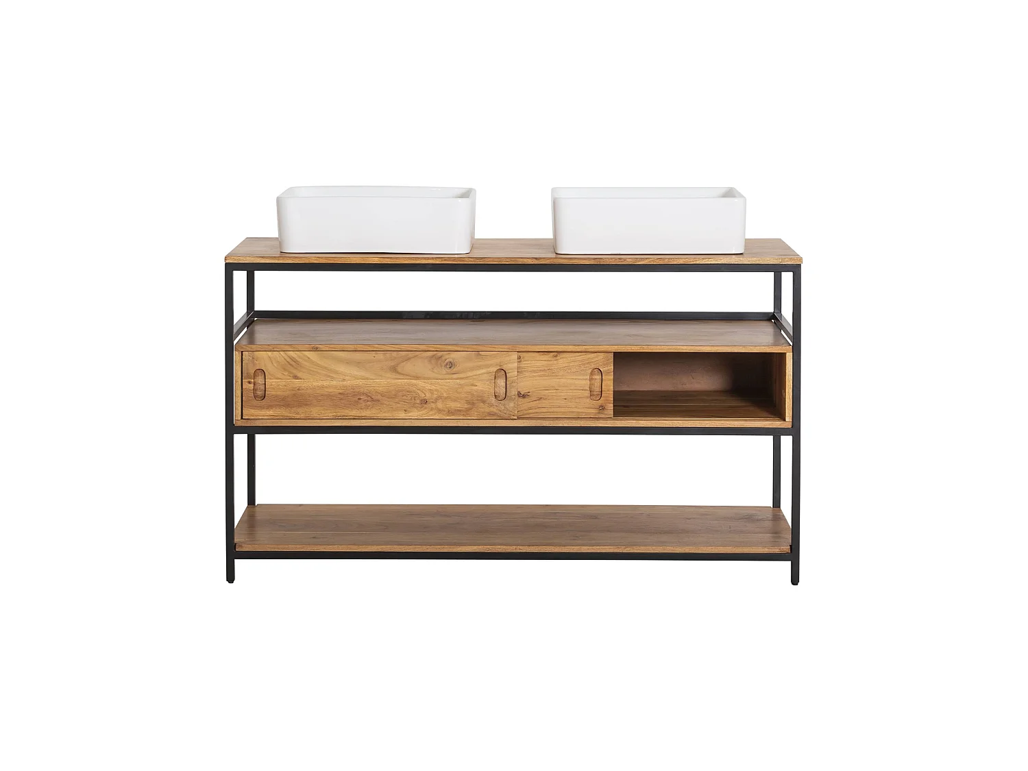 Meuble sous vasque en bois d'acacia et métal Montréal