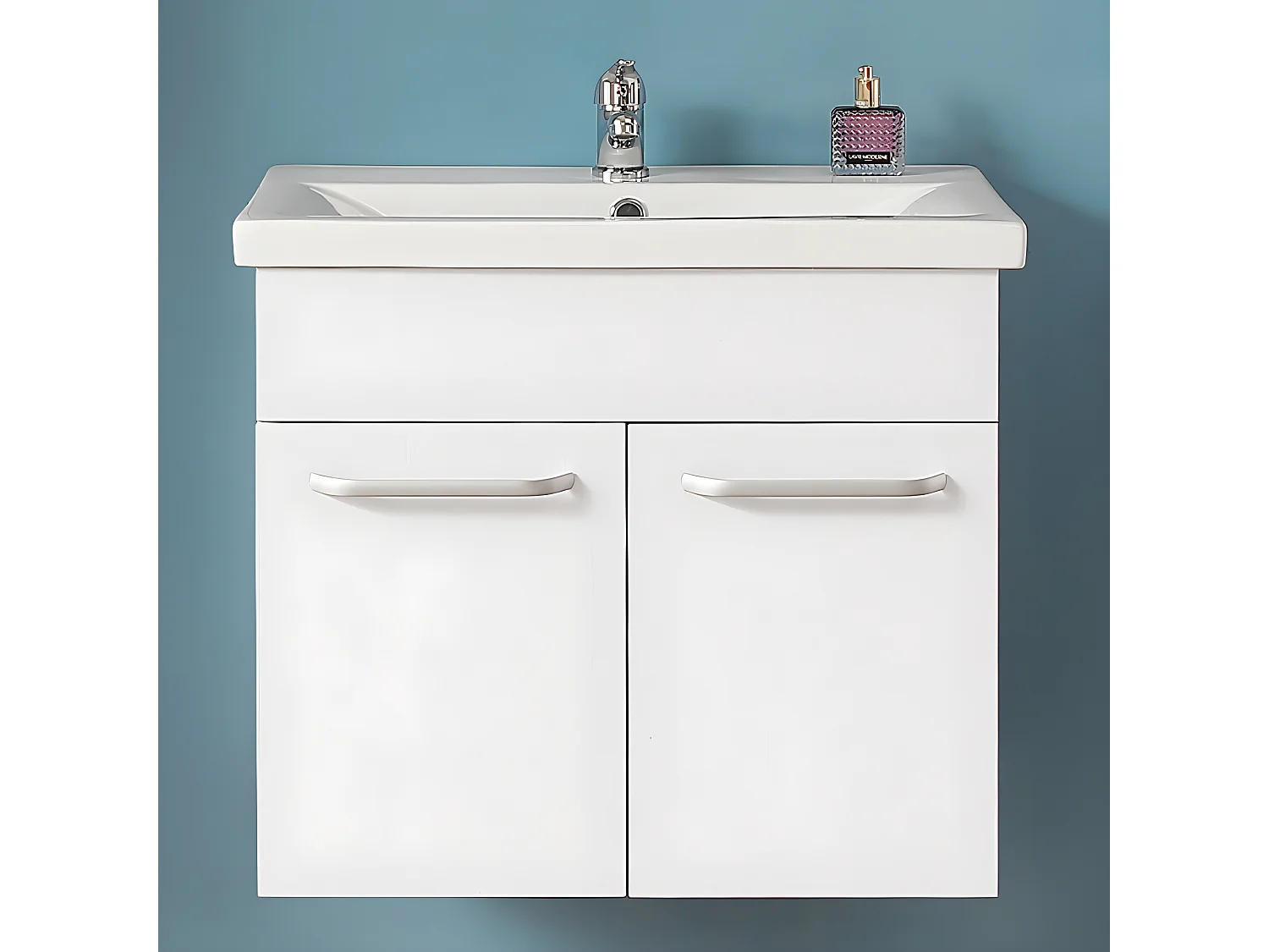 Meuble sous vasque, meuble lave-mains à suspendre avec lavabo blanc 60cm Aica