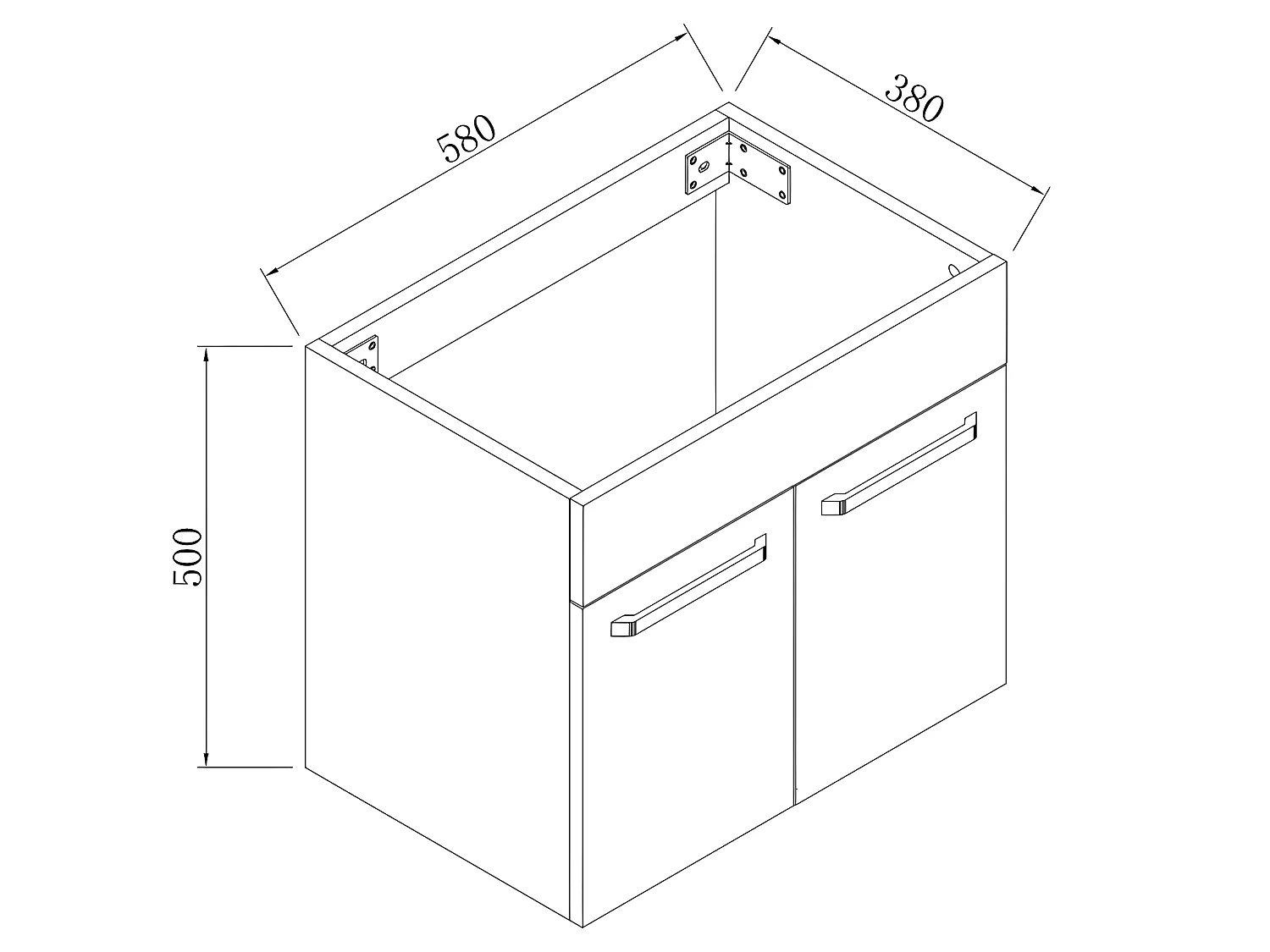 Meuble sous vasque, meuble lave-mains à suspendre avec lavabo blanc 60cm Aica