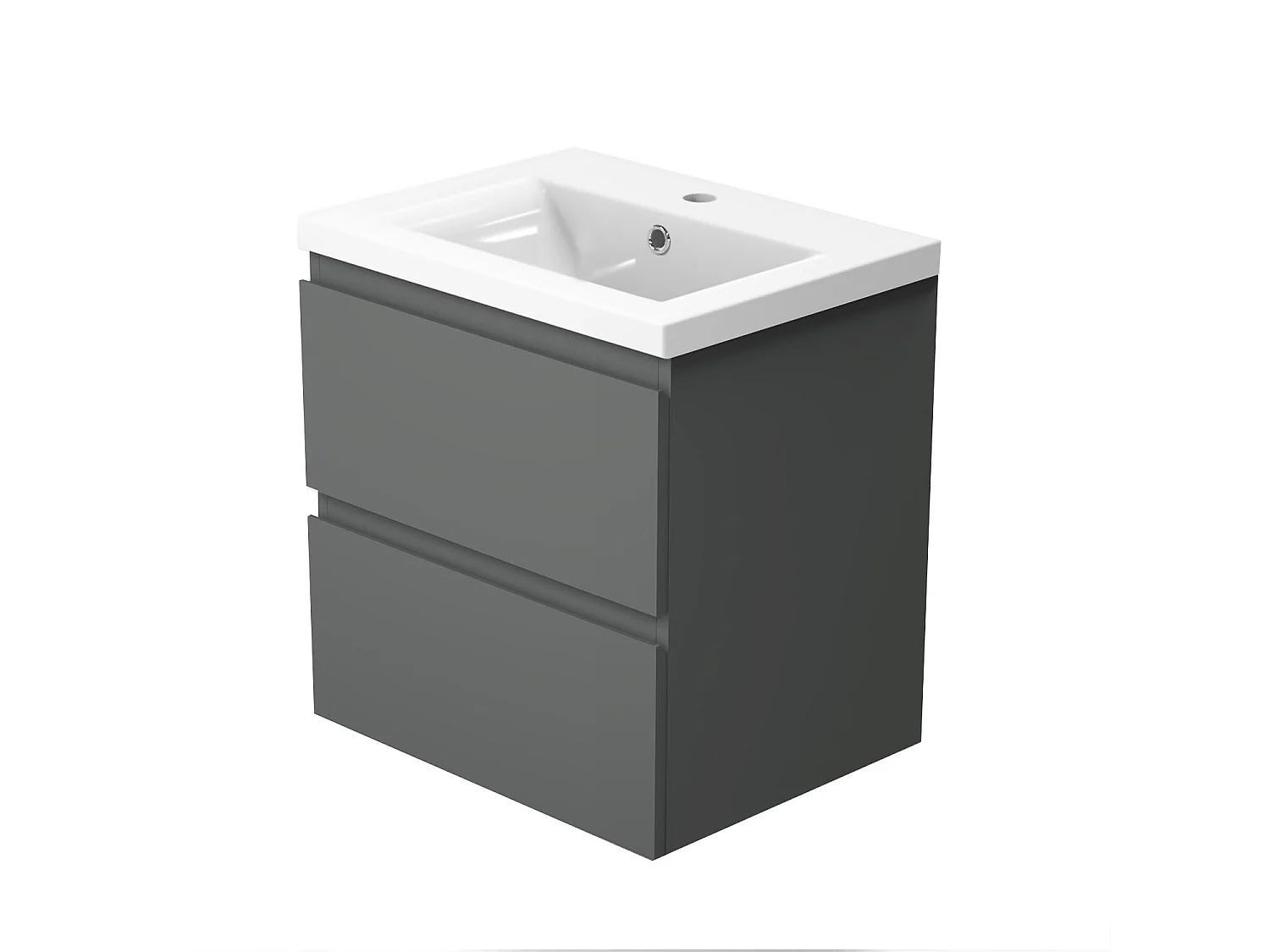 Meuble de salle de bain avec vasque intégrée poignées incorporées Anthracite 50cm Aica