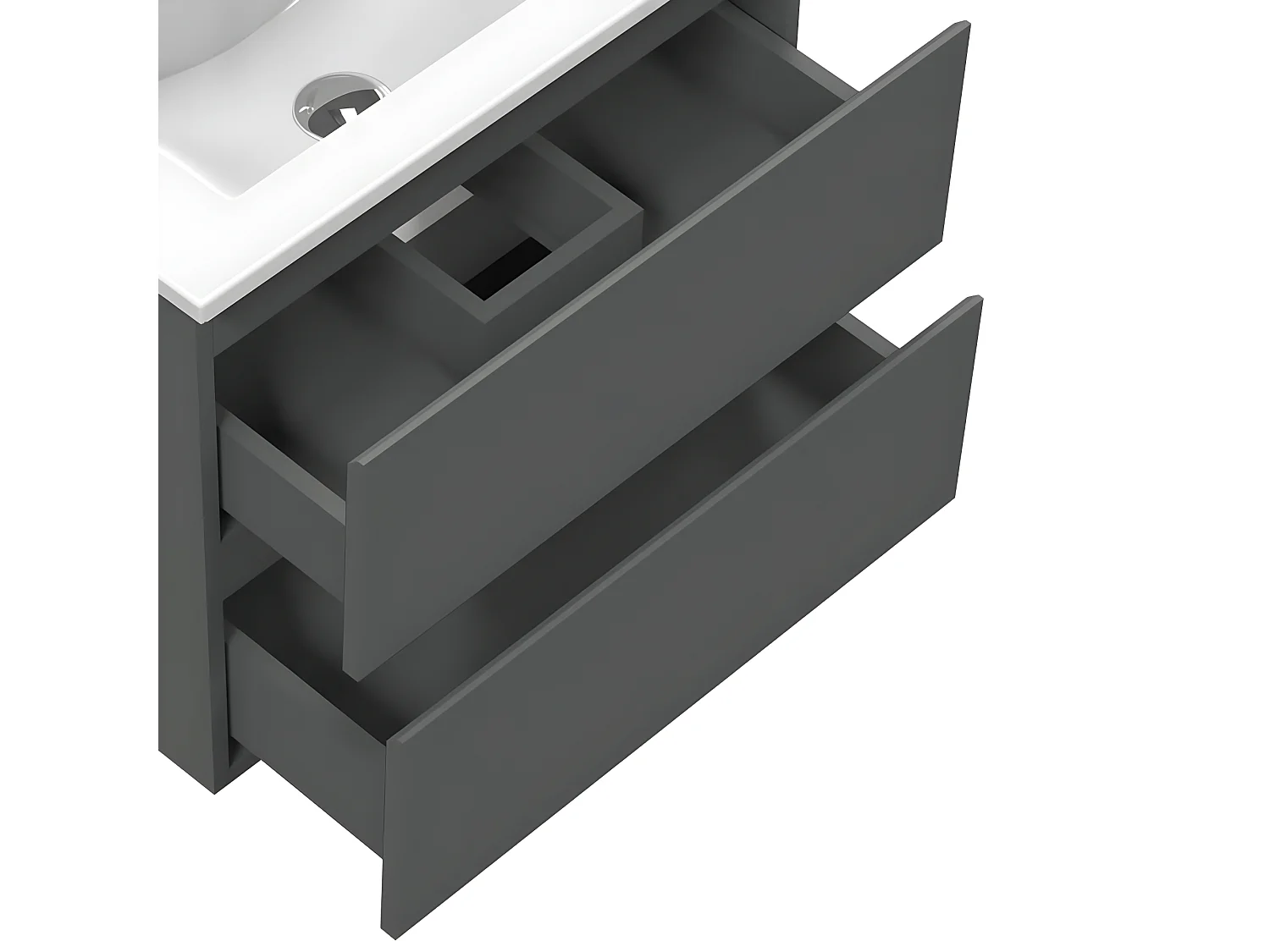 Meuble de salle de bain avec vasque intégrée poignées incorporées Anthracite 50cm Aica