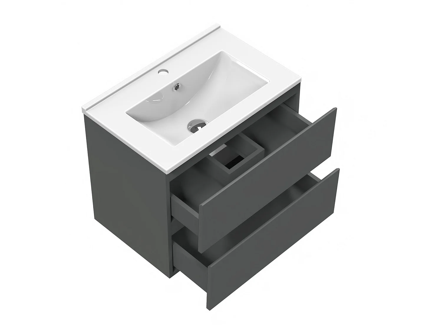Meuble de salle de bain avec vasque intégrée poignées incorporées Anthracite 50cm Aica